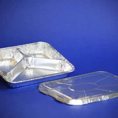 Alu-Menüschale 760 C (Alu-Deckel) ( R881 G : 218 G) - 3-geteilt