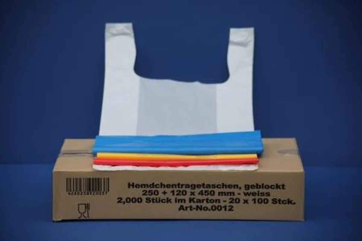 Hemdchentragetaschen, HDPE, 25 + 12 x 45 cm (13) Biodegradabile Hemdchentragetaschen, HDPE, 25 + 12 x 45 cm (13) Biodegradabile