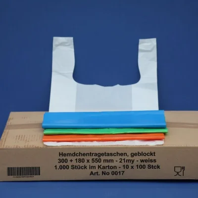 Hemdchentragetaschen, HDPE, 30 + 18 x 55 cm (14,9) Biodegradabile