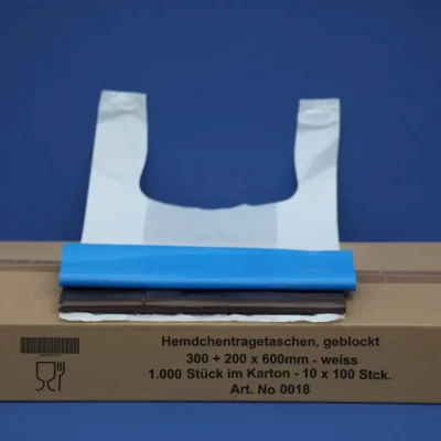 Hemdchentragetaschen, HDPE, 30 + 20 x 60 cm (14,9) Biodegradabile